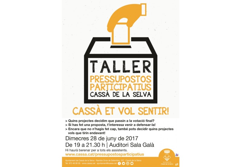 Taller per prioritzar les propostes rebudes dels pressupostos participatius