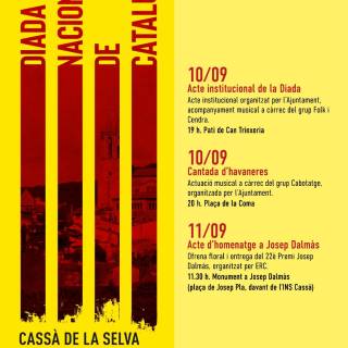 Cassà acollirà tres actes de commemoració de la Diada